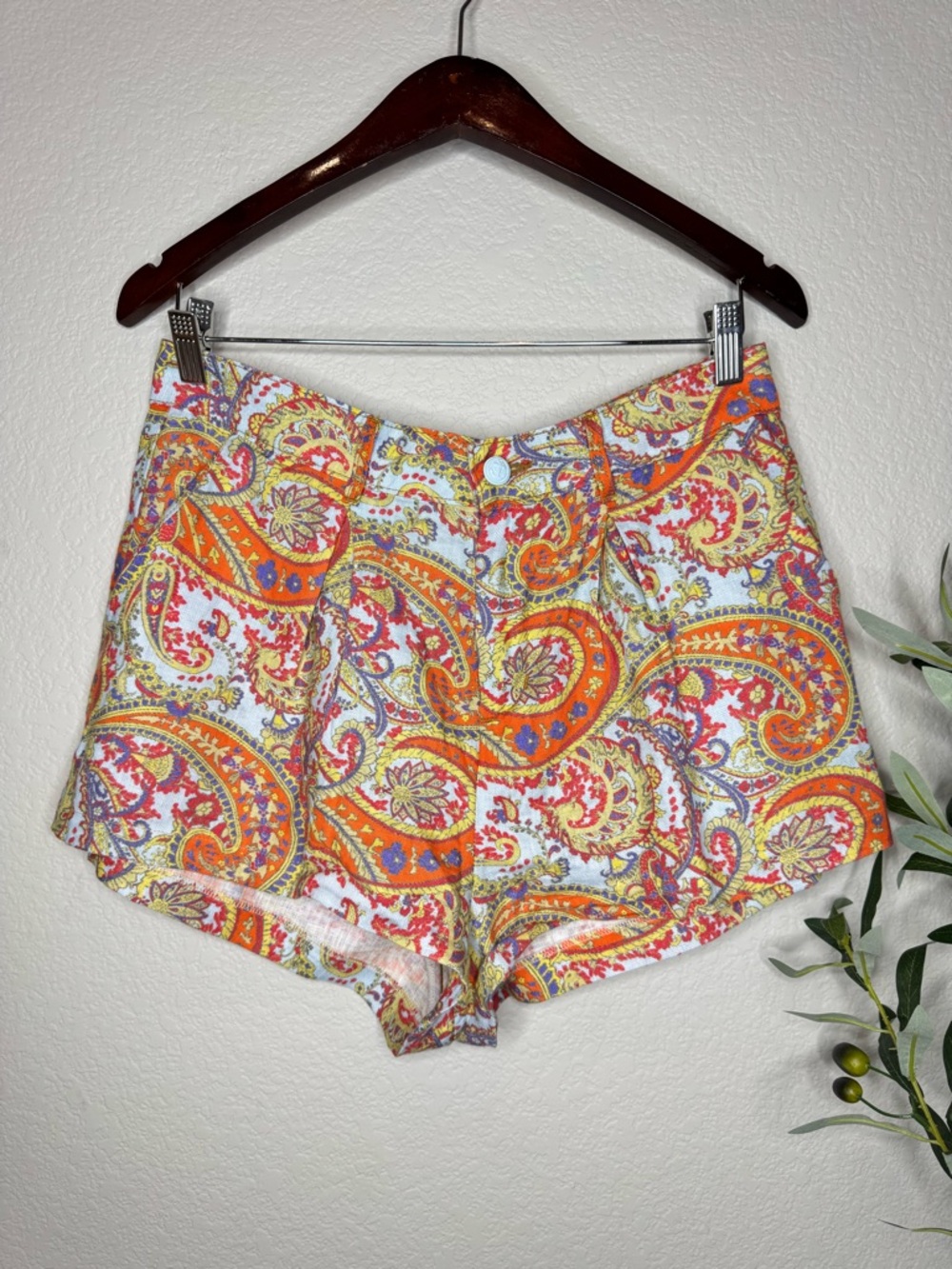 L’Agence Linen Paisley Shorts Size 29 Multicolor High Rise Summer Resort Boho
